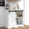 31.5" H Farmhouse Coffee Bar Cabinet W/Storage, White Kitchen Sideboard Buffet Cabinet with Sliding Barn Door,Adjustable Shelves 1
