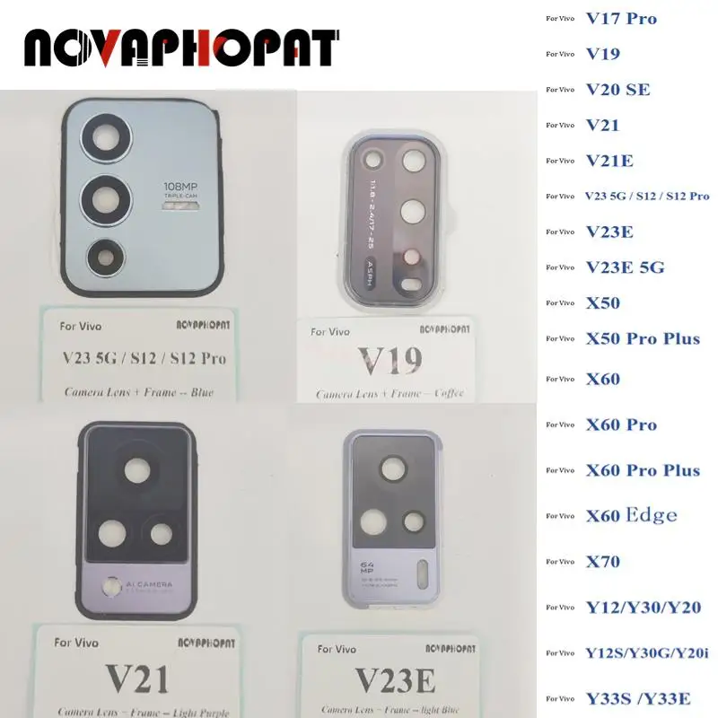 Стеклянный объектив Novaphopat для задней камеры + держатель для телефона Vivo V23E оправа объектива камеры X50 X50Pro Plus X60 Pro Plus Edge