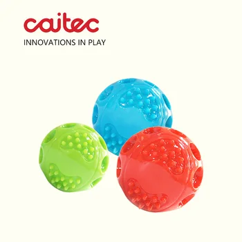 CAITEC-개 장난감 끽끽 소리가 나는 공, 튼튼한 유동적인 탄력있는 애완 동물 장난감, 소형에서 대형견을 위한 끽끽 소리가 나는 공, 물린 방지