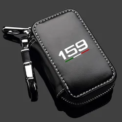 Premium Genuine Leather Zippered Car Key Fob Case with Keychain (Black)
