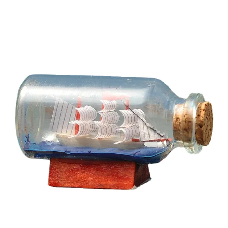 Home Decor Mediterranean Style Mini Ship Boat Drift Bottle Charm Small Wood Cork Glass Vial Valentine's Day Gift Vials 6