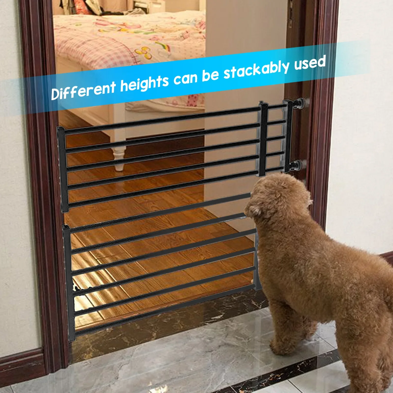Short Dog Gate Expandable Adjustable Versatile Easy Installation Step Over Pet Gate For Indoor Doorway Stair Window Kitchen
