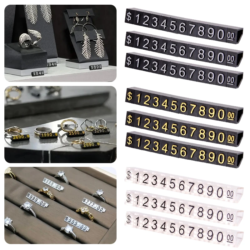 10sets Dollar Number Adjustable Mini Cube Price Tag Display Stand Price Number Labels For Clothes Phone Laptop Jewelry Price