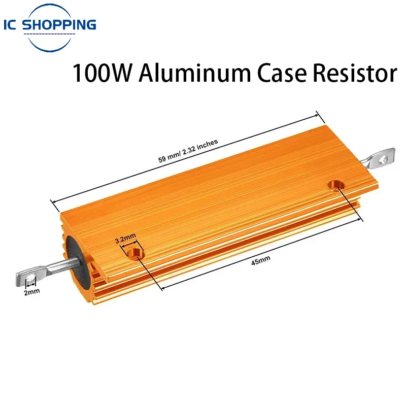 Résistance Aluminium 50W 18 Ohm - Boîtier Métallique Avec Ailettes De Refroidissement - Pour Applications électroniques, Amplis, éclairage