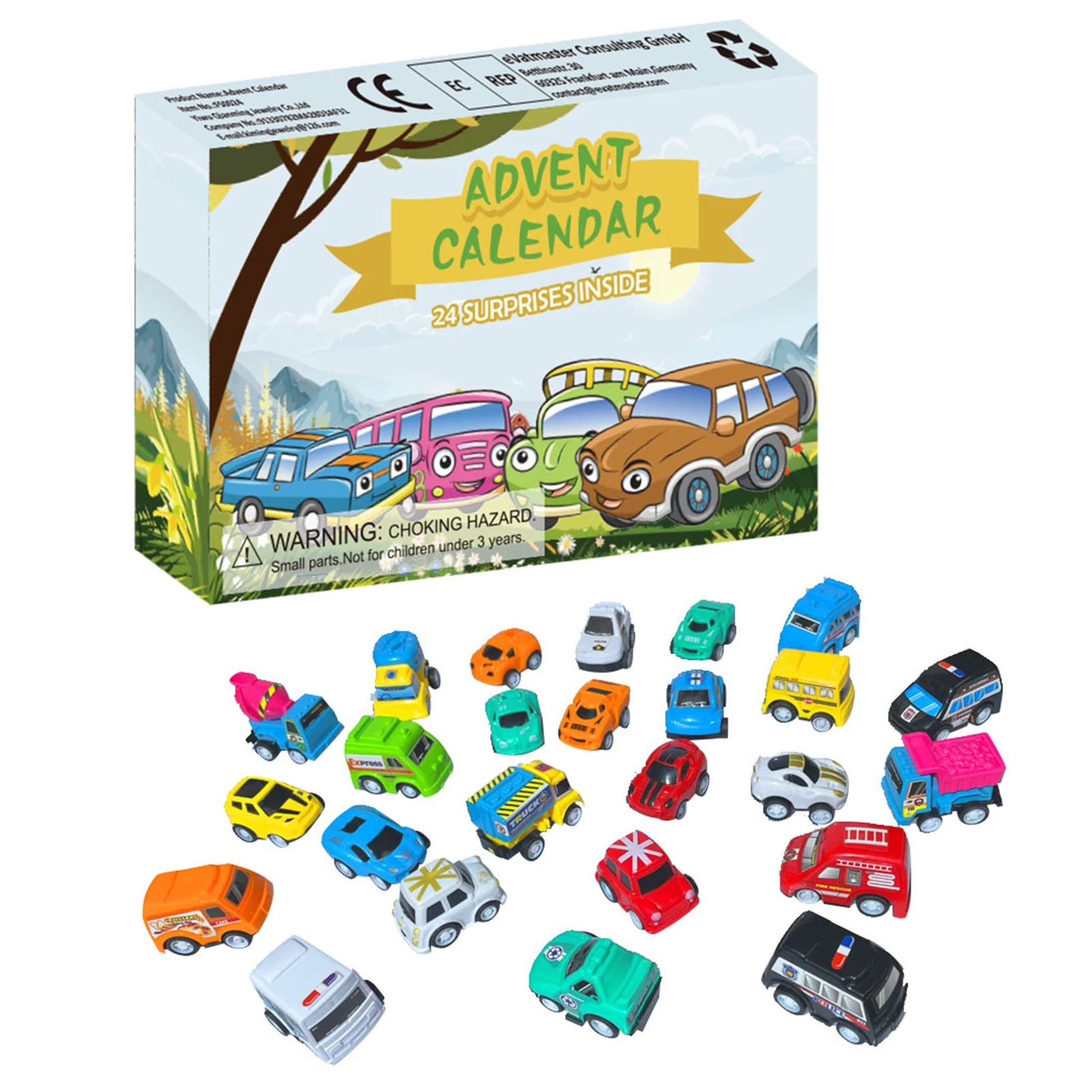 24pcs/set Christmas Countdown Calendar Toy Kids Car Toy Set Christmas Advent Calendar Decompression Vent For Adults Child