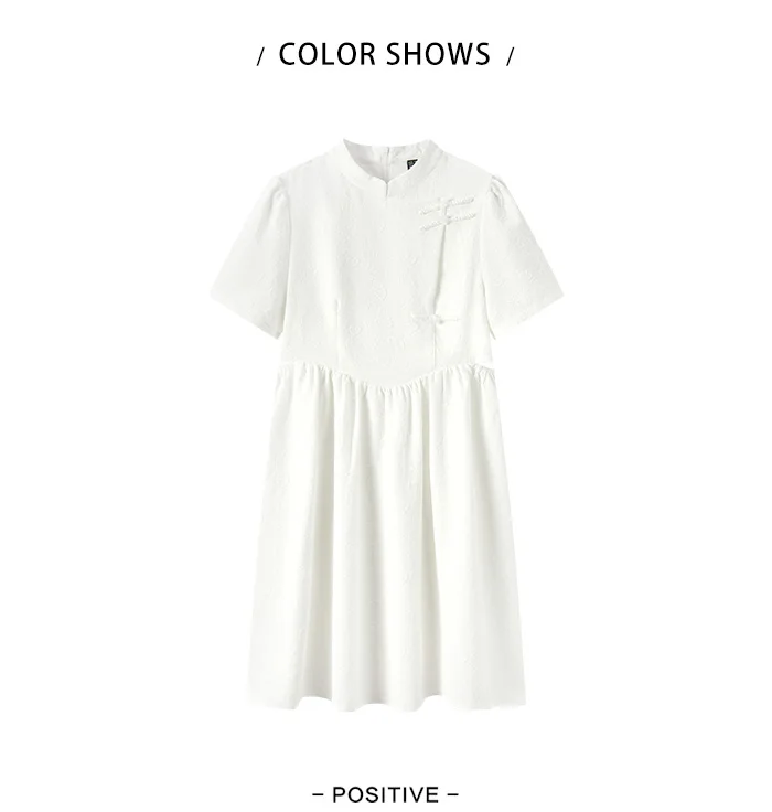 Women Dress Small Stand-Up Collar Buttoned Elegant And Gentle Summer Slightly Sexy Short Skirt New Arrival