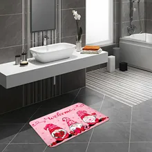  Valentine's Day Gnome Doormat Non-slip Footpad Reusable Floor Mat Indoor Outdoor Entrance Mat Bathroom Doormat for Home Decor 