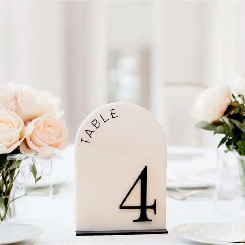 Wedding Table Numbers Acrylic Modern Arched Table Numbers for Wedding and Events Black and White