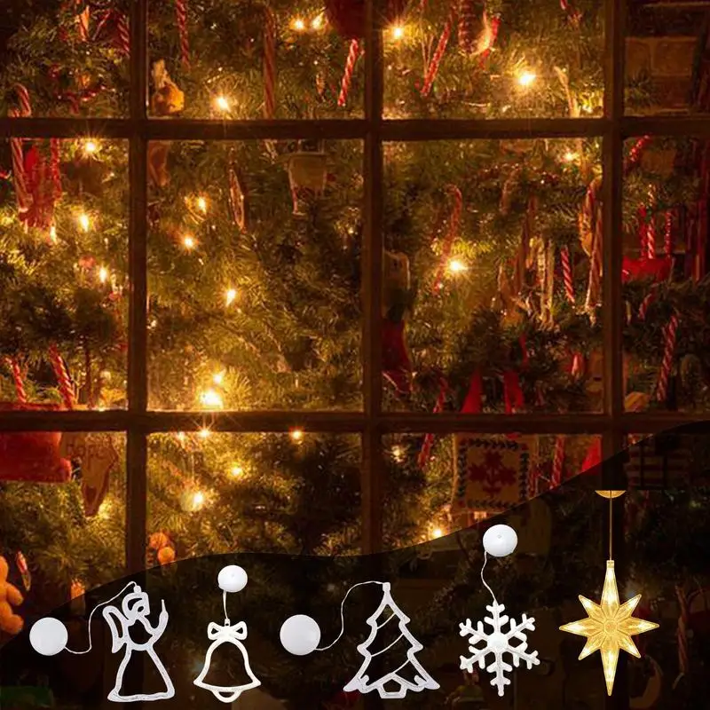 Christmas Window Lights Battery Operated with Suction Cup Decorations