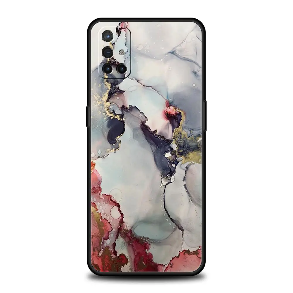 Elegant Marble Design Soft Silicone Phone Case - Black Cover