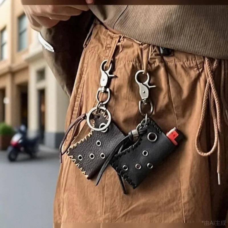 Creative personalized lighter PU leather case Retro street lighter leather case Waist bag accessory