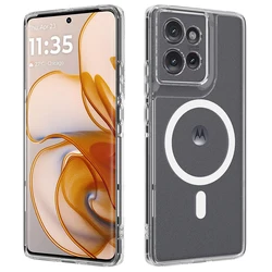 Magnetic Shockproof Transparent Case with Wireless Charging Compatibility, Soft TPU + Hard PC - Moto Edge 50 (Transparent)