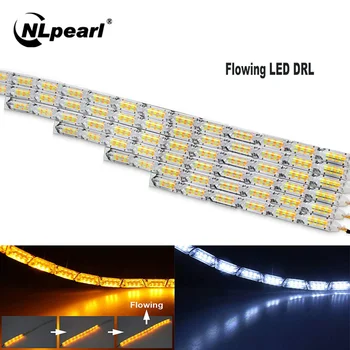 NLpearl 1 쌍 흐르는 DRL LED 주간 주행등, 순차적 유연한 LED 스트립 DRL 방향 지시등, 자동차 주행등 12V