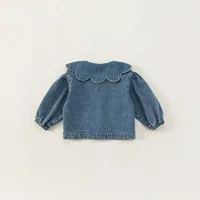 Manteau en denim de style coréen pour enfants, col à volants, manches longues, mode pour enfants, vêtements polyvalents, E82075, printemps, automne 2