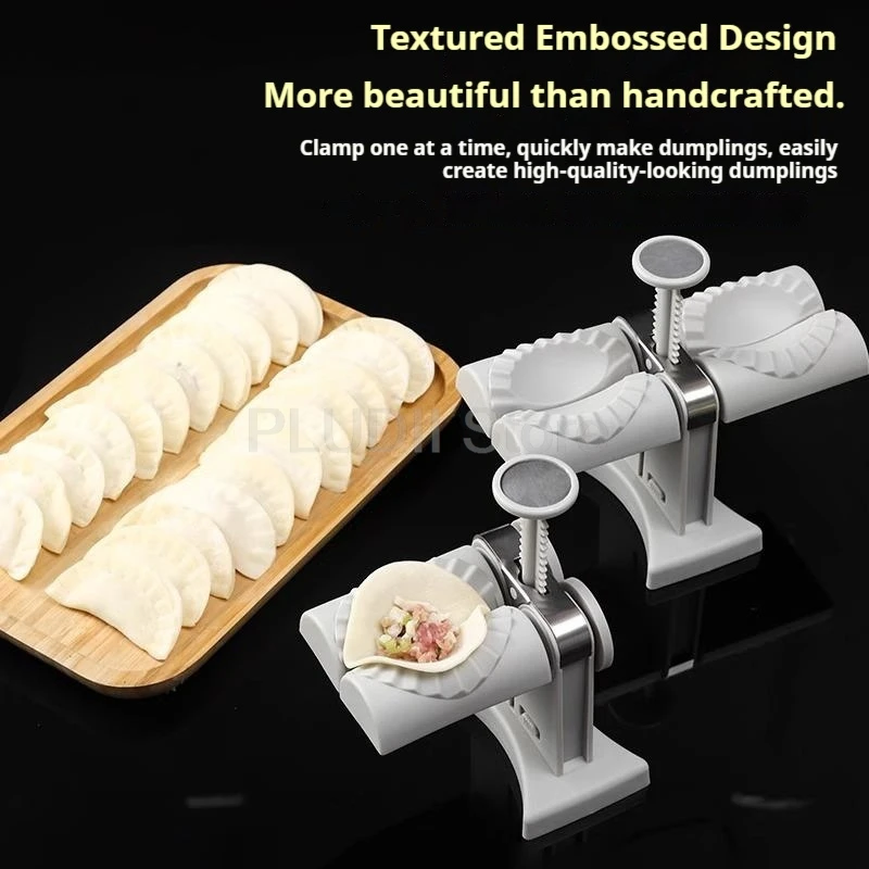 Double Head Automatic Dumpling Maker Machine 2 In 1 Press Dual Slot Design for Home Use ABS Manual Folding Dumpling Press Tool 6