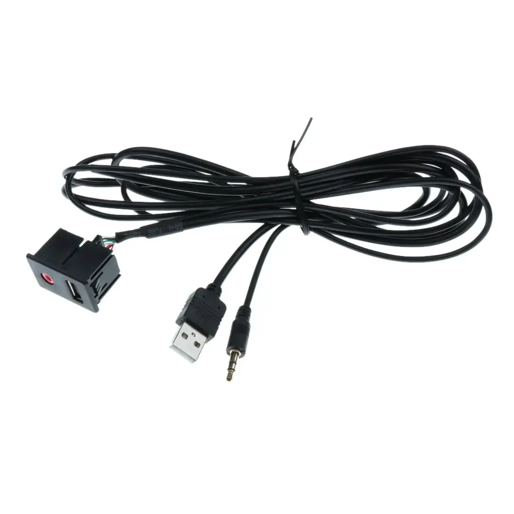 차량용 USB AUX 연장 케이블 데이터 전송 및 패널 마운트용 고품질 3.5mm 오디오 리드