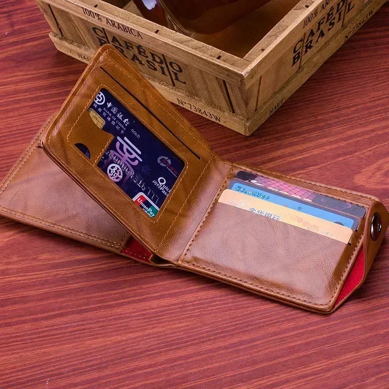 Men's Retro $100 Pattern Leather Wallet with Zipper Card Clip Coin Pocket Wallet