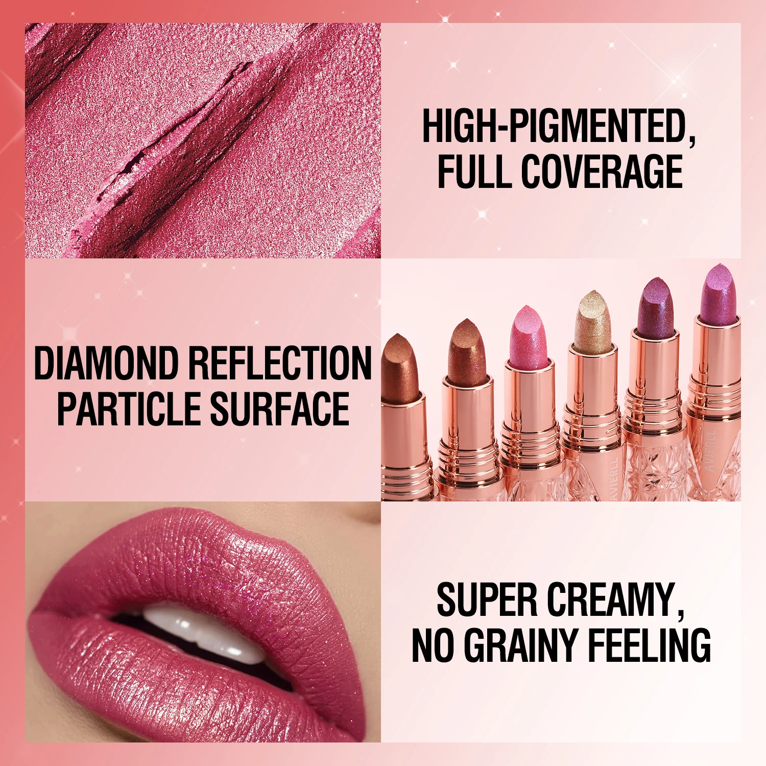 Glitter Lipstick Quicksand Gold Moisturizing Silky Long-lasting Waterproof
