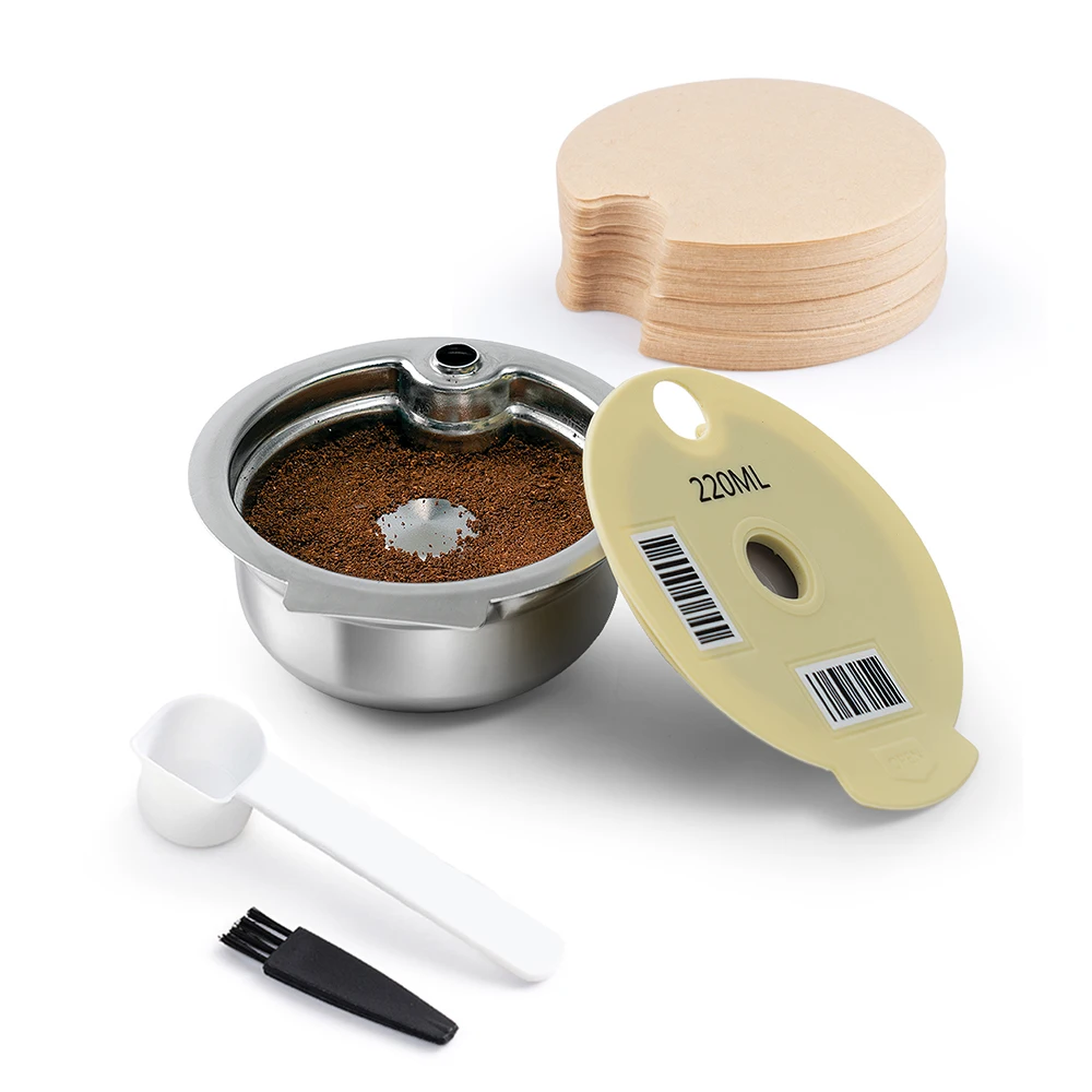 Capsula Di Caffè Riutilizzabile In Acciaio Inossidabile Da 60/180/200/220Ml Capsule Riutilizzabili Coperchio In Silicone Per Bosch Tassimo Con Tamper