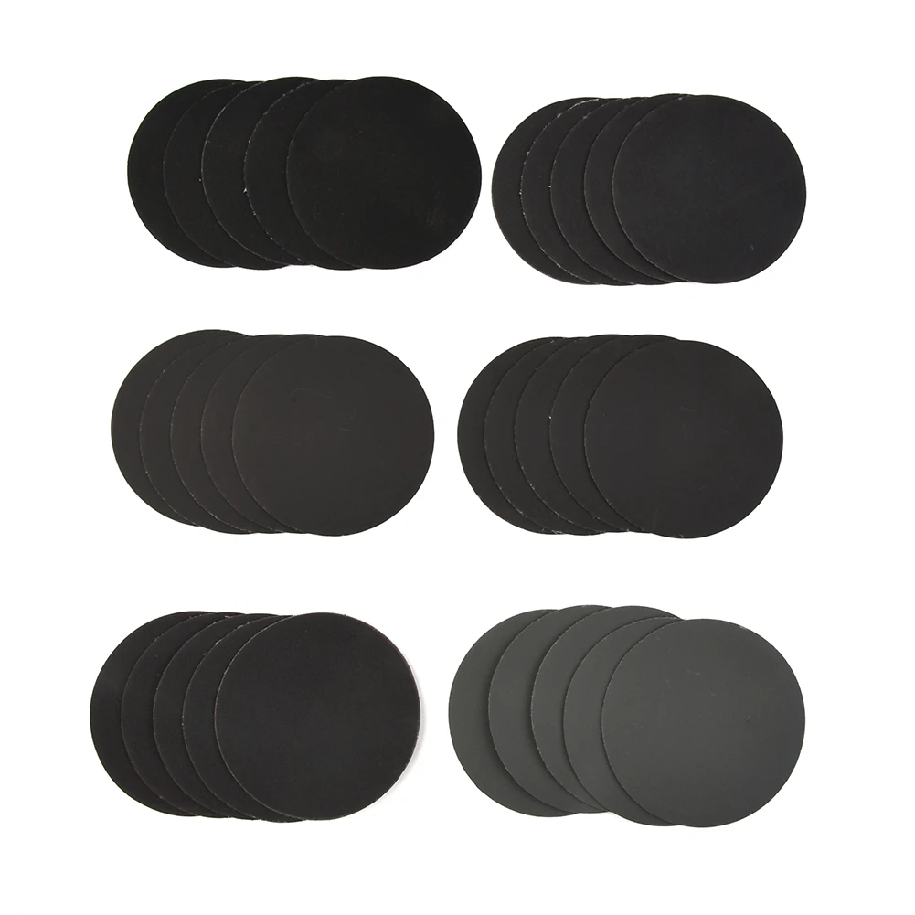 30Pcs 3inch 75mm Sanding Discs Wet/Dry Sandpaper 320 400 600 800 1000 1500 Grit Sand Carabiner Round Sand Tray