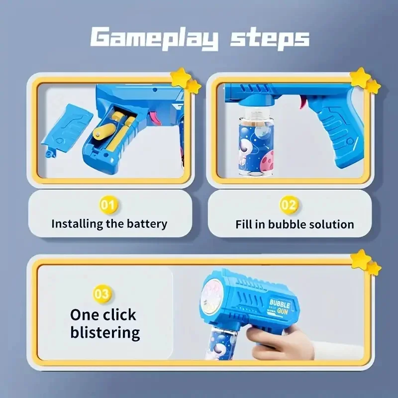 Kids 10 Holes Electric Bubble Gun Automatic Soap Blower With Light Summer Outdoor Party Games Bubbles Machine For Boys Girls 5