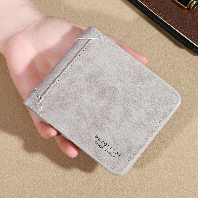 Vintage Matte Leather Men's Tri-fold Wallet - Coffee with Multi-Card Slots, Money Clip, and Eyelet Detail