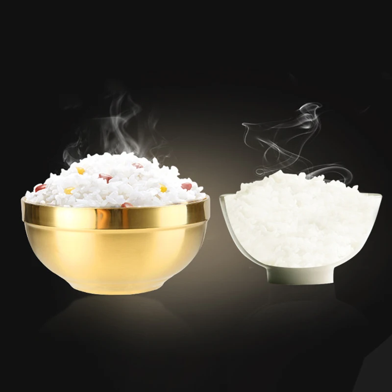 Stainless Steel Gold Salad Bowl Thick Double-layer Heat Insulation Rice Noodles Noodles Bowl Kitchen Tableware Food Container