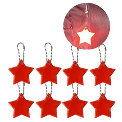 8-Piece Child Safety Reflective Star Keychain Set for Backpacks and Jackets (Orange Red)