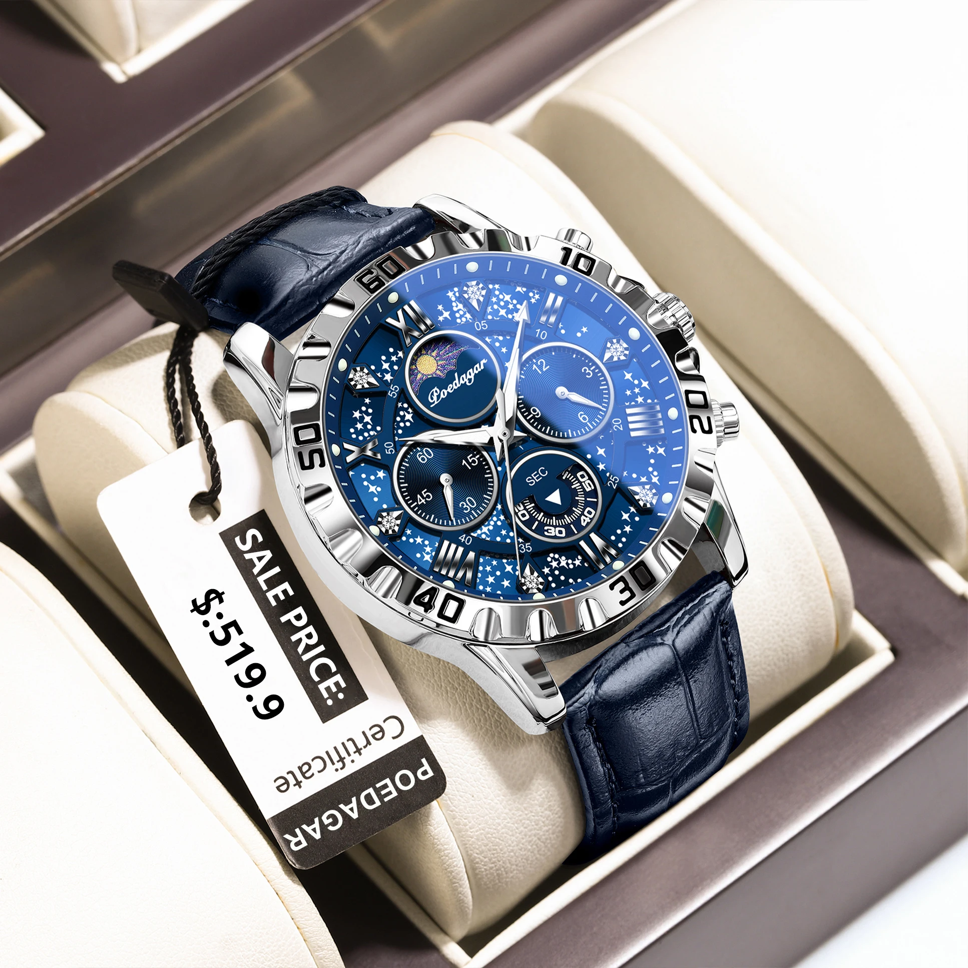 High Quality Watch For Men Sport Quartz Man Wristwatch Waterproof Luminous Chronograph Leather Men's Watches Male Reloj_voghion.com