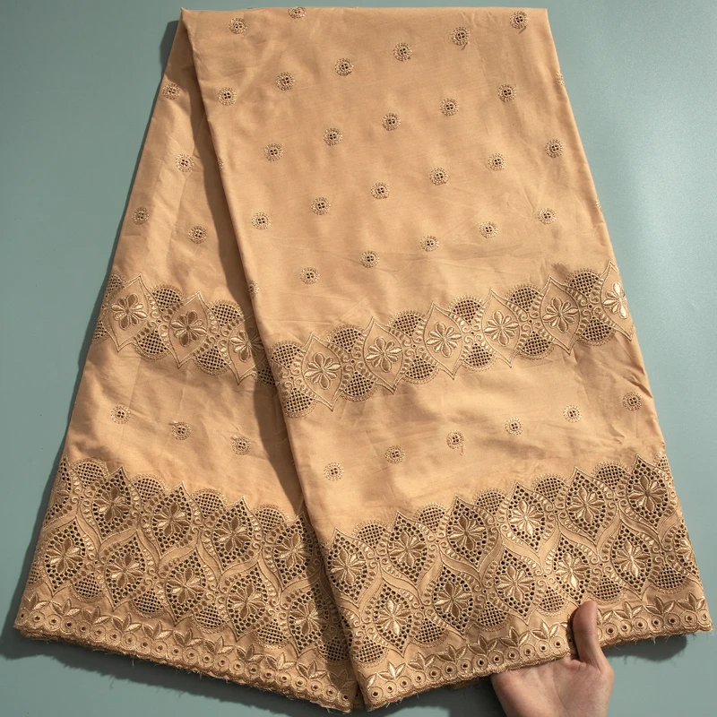 

Nigerian Cotton Embroidered 2024 High Quality Swiss Voile Lace 5 Yards African Lace Fabric with Crystals Dresses for Women A3639