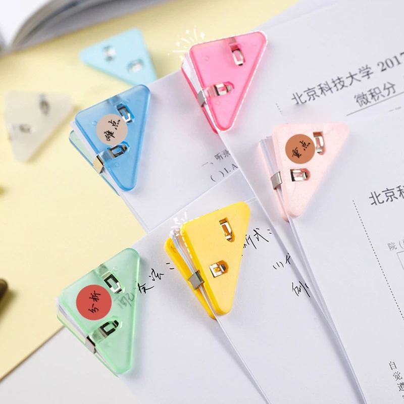 

1pcs Colorful Triangle Corner Clips Kawaii Bookmarks Book Page Holder File Photo Clamp Korean Stationery Office Desk Organizer