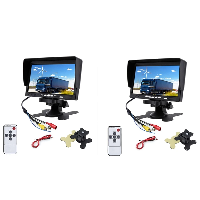 

2X 12V-24V 7 Inch TFT LCD Color HD Monitor For Car Truck CCTV Reverse Rear View Backup Camera