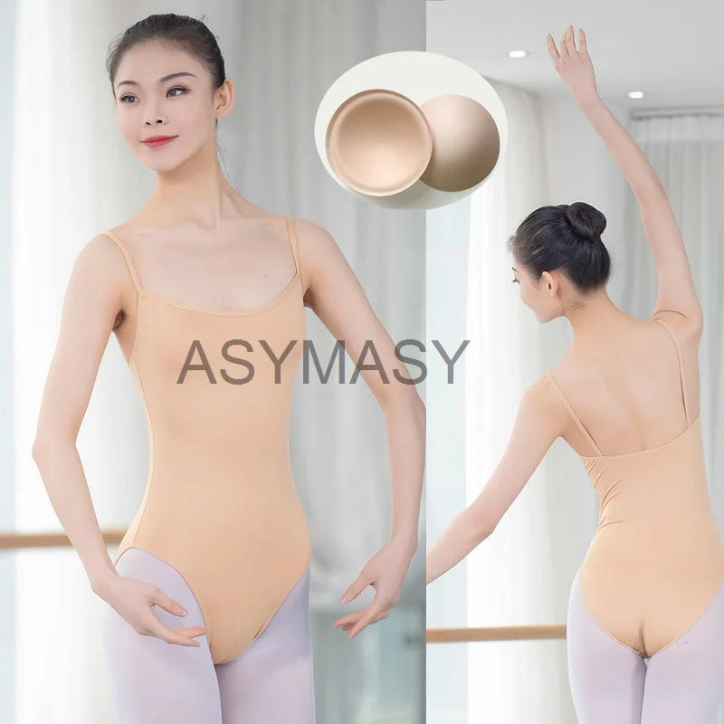 Nude Ballet Underwear Women adult Gymnastics Seamless Camisole Skin Color Ballet Leotard Swimsuit Adjustable Shoulder Bands