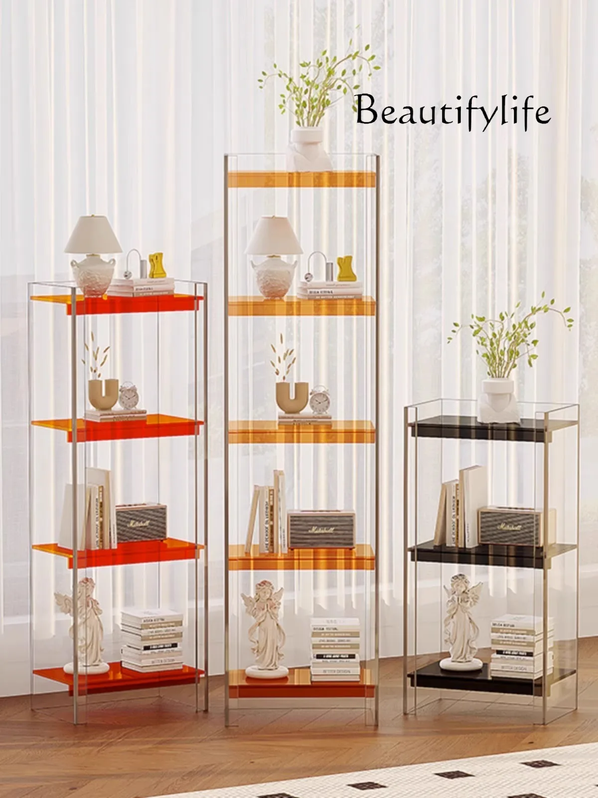 

Light Luxury Shelf Acrylic Living Room Storage Display Shelf Designer Multi-Layer Floor Bookshelf