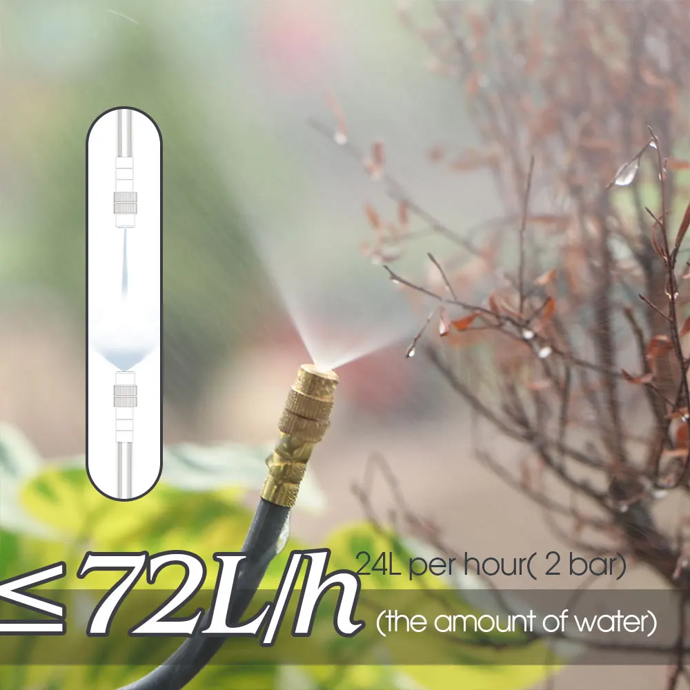 DIY irrigation system parts including brass misting nozzles