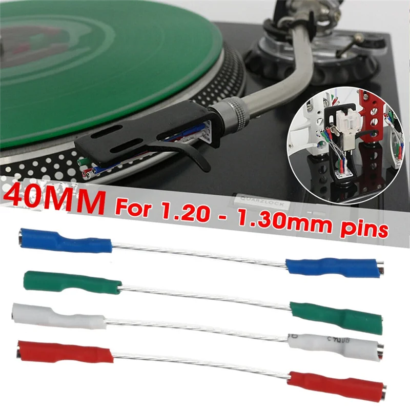 Turntable Phono Cartridge Headshell Wire Leads Cables 4Pcs 7N Silver Plated Leads Silver Wires