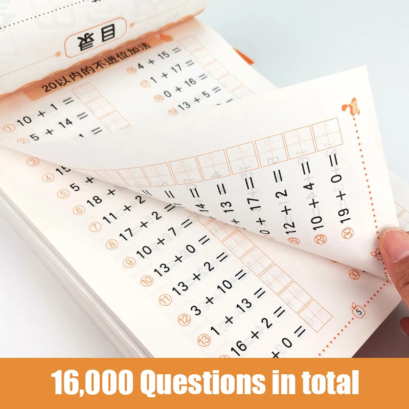

Free Shipping Book for Children Early Education Within 10/50/100 Addition Chinese Copybook For Calligraphy Math Montessori Toy