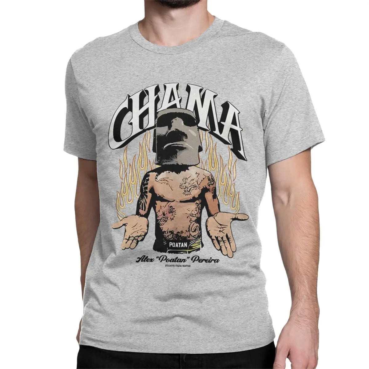 thumbnail image 1 of Camiseta Chama Poatan Alex Pereira para hombre y mujer, de algodón puro, divertida, de cuello redondo, de manga corta, de verano, 1 of 7