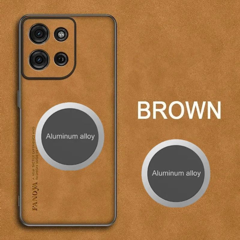 Luxury Magnetic Leather Phone Case with Metal Car Holder, Shockproof Protection