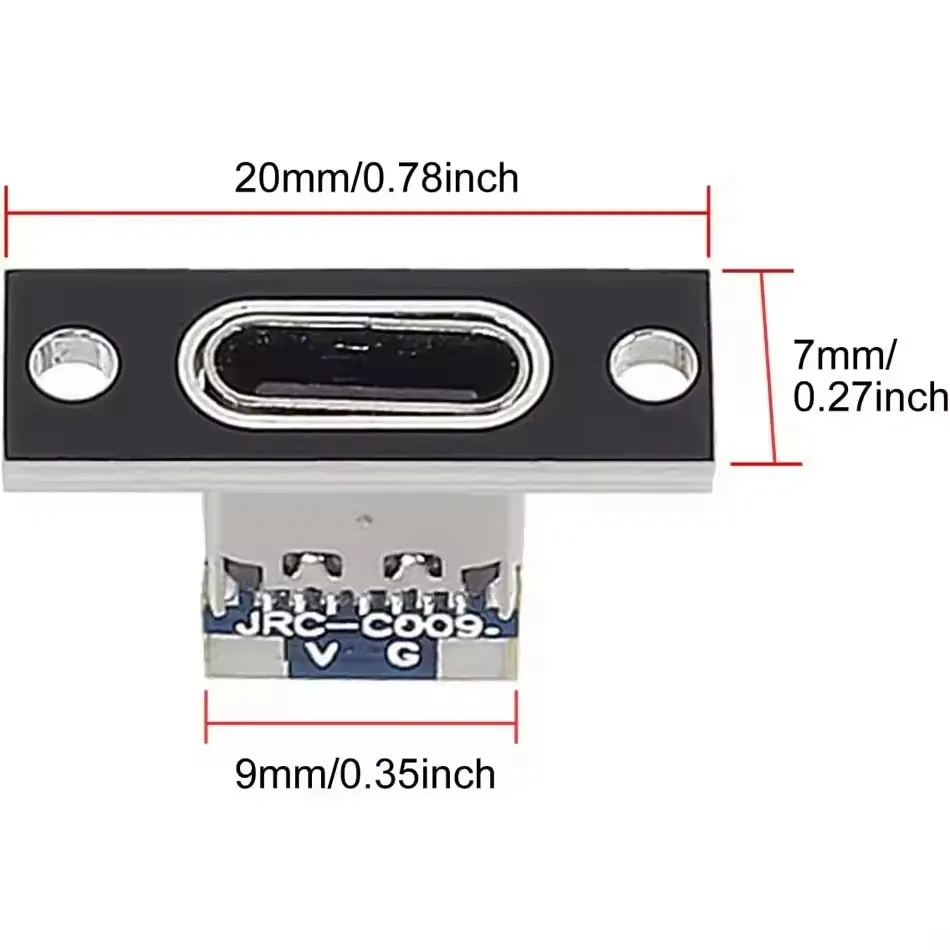5/20개입 Type-C USB 잭 3.1 Type-C 2/4핀 암 커넥터 잭 충전 포트 USB 3.1 Type C 소켓 (고정 플레이트 포함)