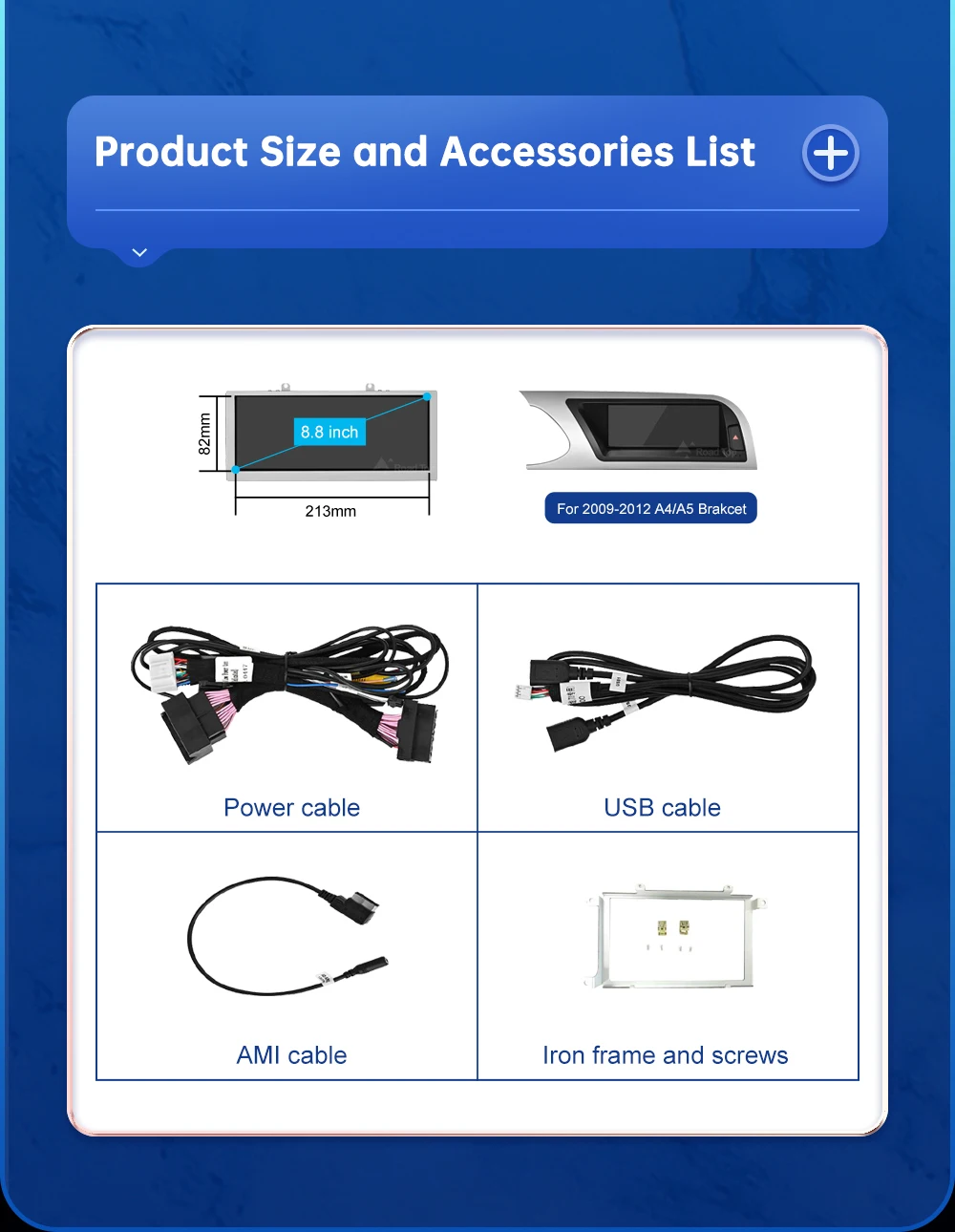 12.3 Road Top 8.9 Inch Touch Display Multimedia Player Andriod Auto Link For Audi A4 S4 B8 2009-2012 GPS Carplay Screen Car Play