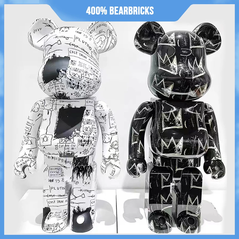 

400% Bearbrick Daft Punk Violent Bear Anime Figure Painting Black Basquiat Sculpture Statue Bear Brick Action Figurine Gifts
