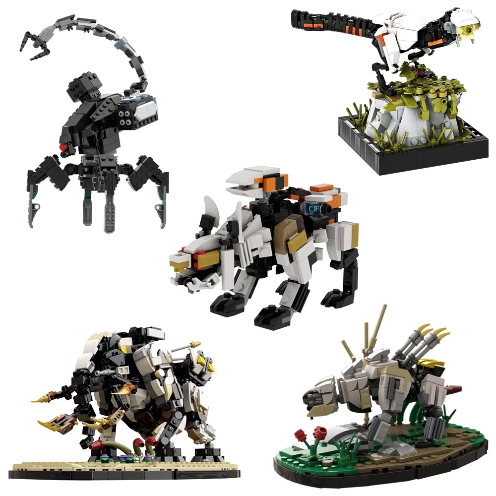 Moc Horizon Zero Dawn Robot Building Blocks Stormbird Little Sawtooth Monster Game Action Figures Model Toys Giocattoli Per Bambini Regali