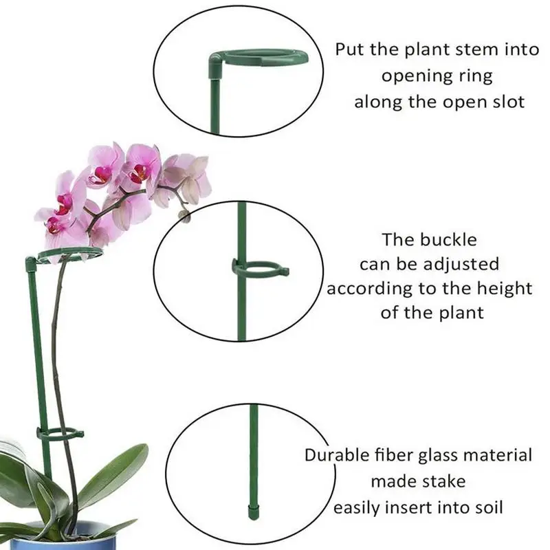 Plant Support Stake Amaryllis Stakes Adjustable Single Stem Plant Support Stakes with Plant Clips Flowers Cage Support Sticks images - 6