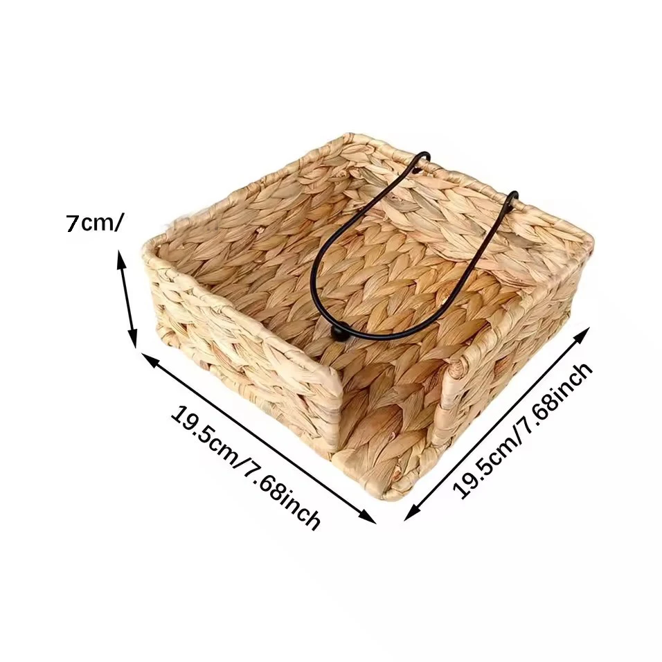 Water Hyacinth Napkin Holder with Weighted Arm Woven Servilletero For Table Wicker Napkin Baskets For Cocktail Paper Napkins 5
