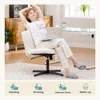 Wide Seat Channel Upholstered Office Chair White Boucle Modern Comfort Relaxation Glam Look Durable Metal Base Ergonomic Design 5