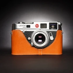 Luxurious Genuine Leather Half Camera Case Cover (Yellow Brown - M6)