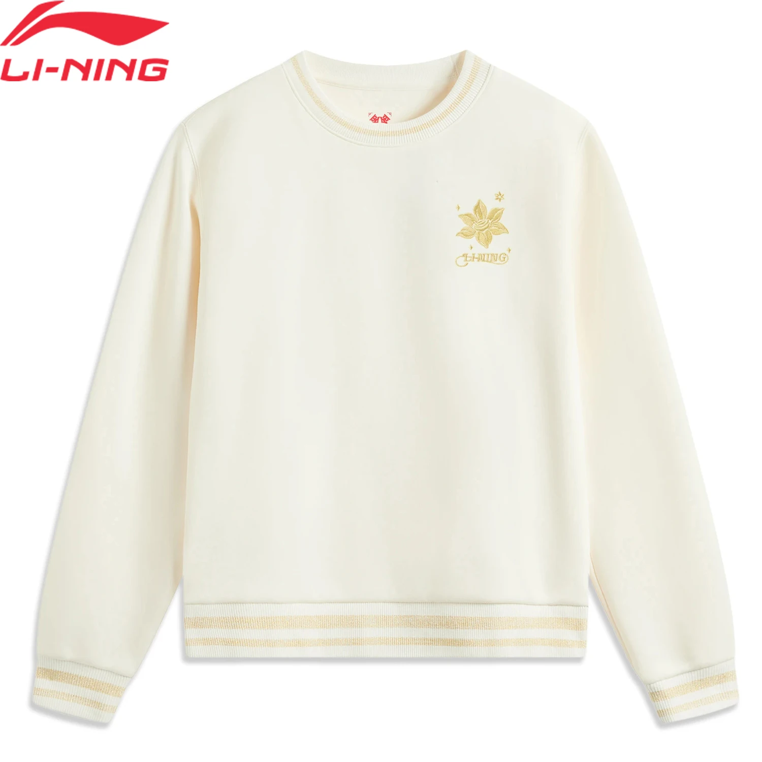 Li-Ning Women Sports Style Sweatshirt Long Sleeve 46%Cotton 42%Polyester 12%Viscose Embroidery LiNing Pullover AWDV182 women workout jackets