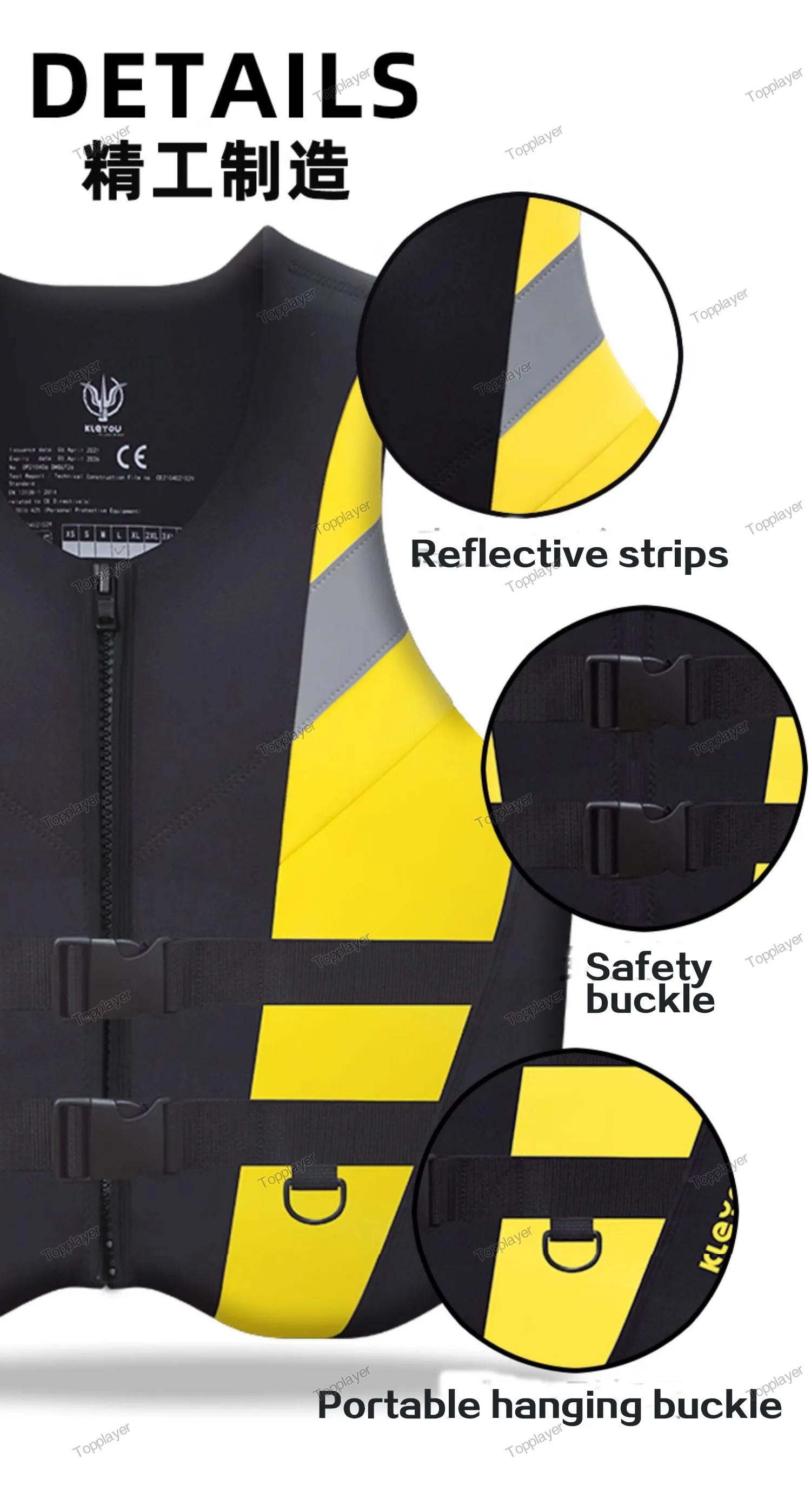 Premium-Schwimmweste für Erwachsene, Neopren-Schwimmweste, Surf, Floß, Kajak, Angeln, Jetski, Wassersport, Schwimmen, Super-Auftrieb – Detail 19