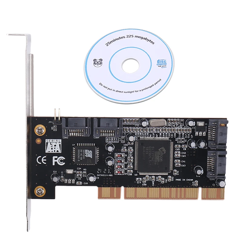 4-портовая плата RAID-контроллера, PCI-карта расширения 2,0 SATA II с чипом Sil3114, PCI Sata, Внутренние порты, плата Raid-контроллера